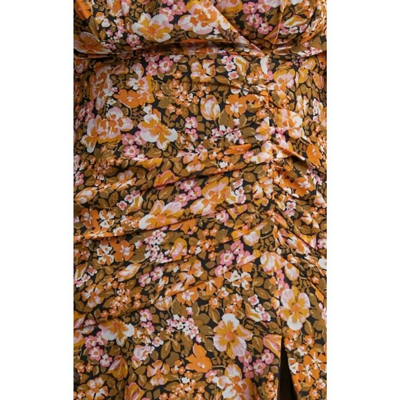 NWT Showpo Loree Midi Dress Puff Sleeve High Slit Black Floral Womens Size 16 - Picture 16 of 16